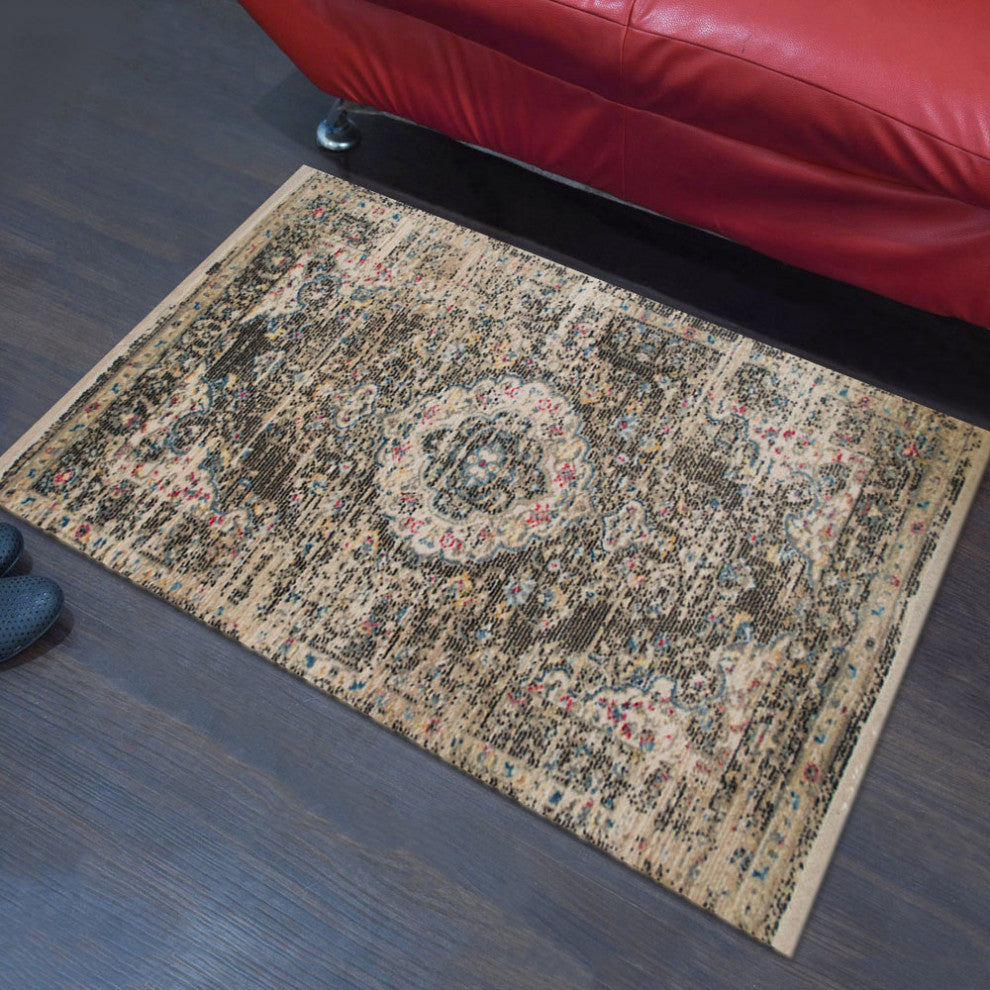 Machine Made Polyester Durable Indoor Outdoor Washable Oriental Pattern Footmat
