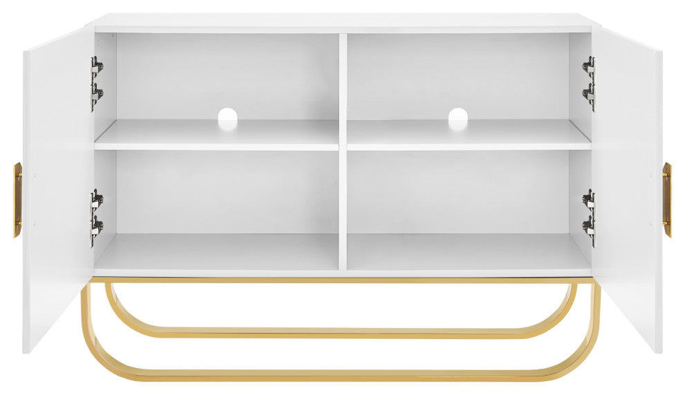 Nicole Miller Jacelynn Sideboard, White/Gold, 2-Door