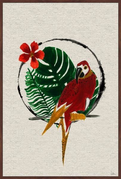"Surprise a Parrot" Floater Framed Painting Print on Canvas, 30"x45"