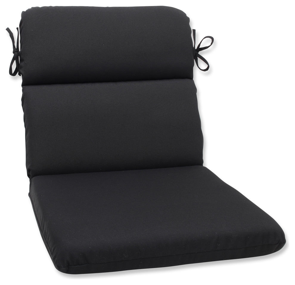 Fortress Canvas Rounded Corners Chair Cushion, Black