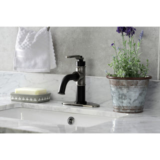 Single-Handle Bathroom Faucet With Push Pop-Up, Matte Black/Black Stainless