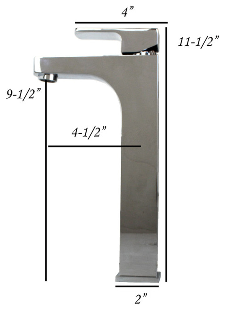 Lewis Solid Brass Square Single hole Bathroom Vanity Faucet, Chrome