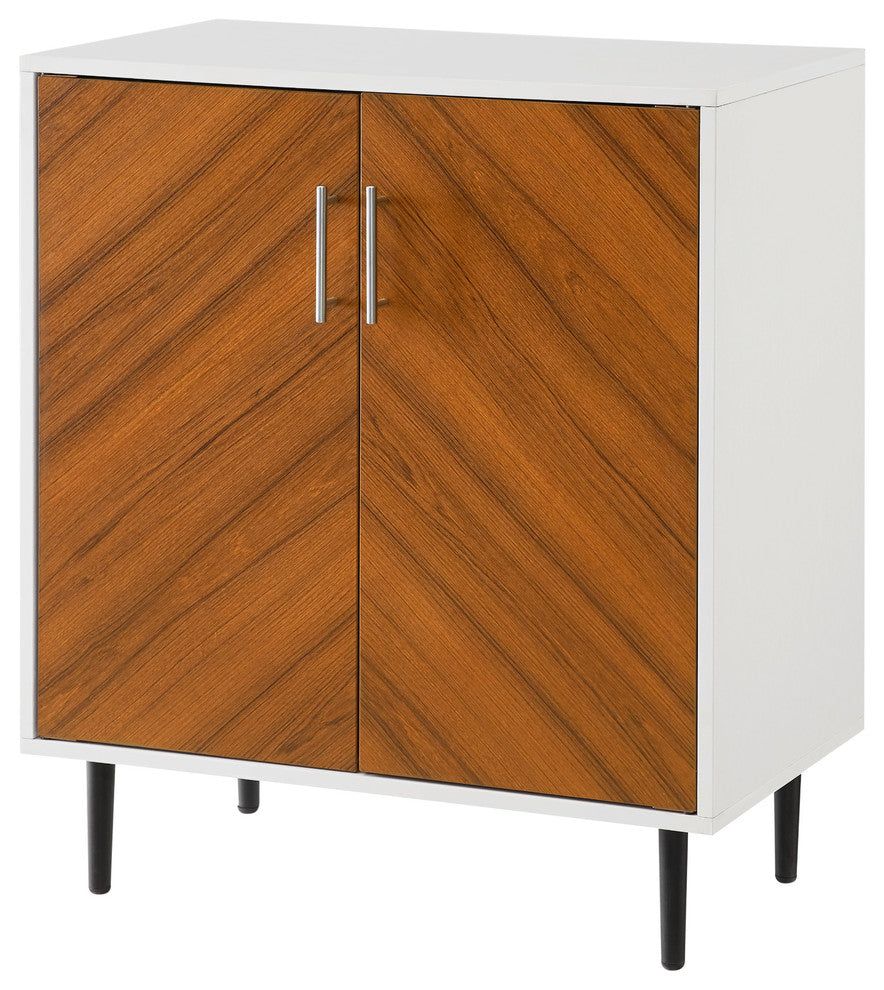 28" Modern Bookmatch Accent Cabinet, Solid White