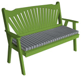 Pine Fanback Garden Bench, Lime Green, 5 Foot