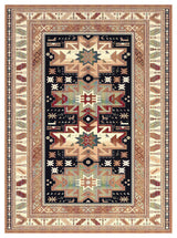 Sonoma Gypsy Rust, Black, Ivory, Aqua Viscose Area Rug