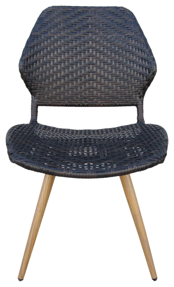 GDF Studio Amaya Outdoor Wicker Dining Chairs With Metal Legs, Set of 2
