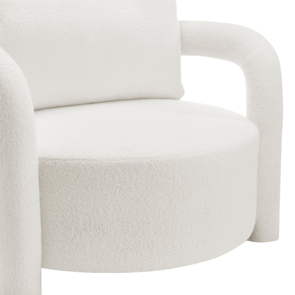 Maisie Faux Shearling Accent Arm Chair, Wilmont White