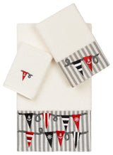 100% Turkish Cotton Ethan 3-Piece Embellished Towel Set, Cream
