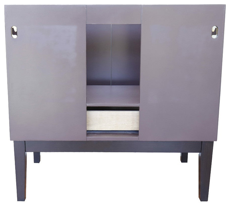37" Single Vanity, Cappuccino Finish With Gray Granite Top And Oval Sink