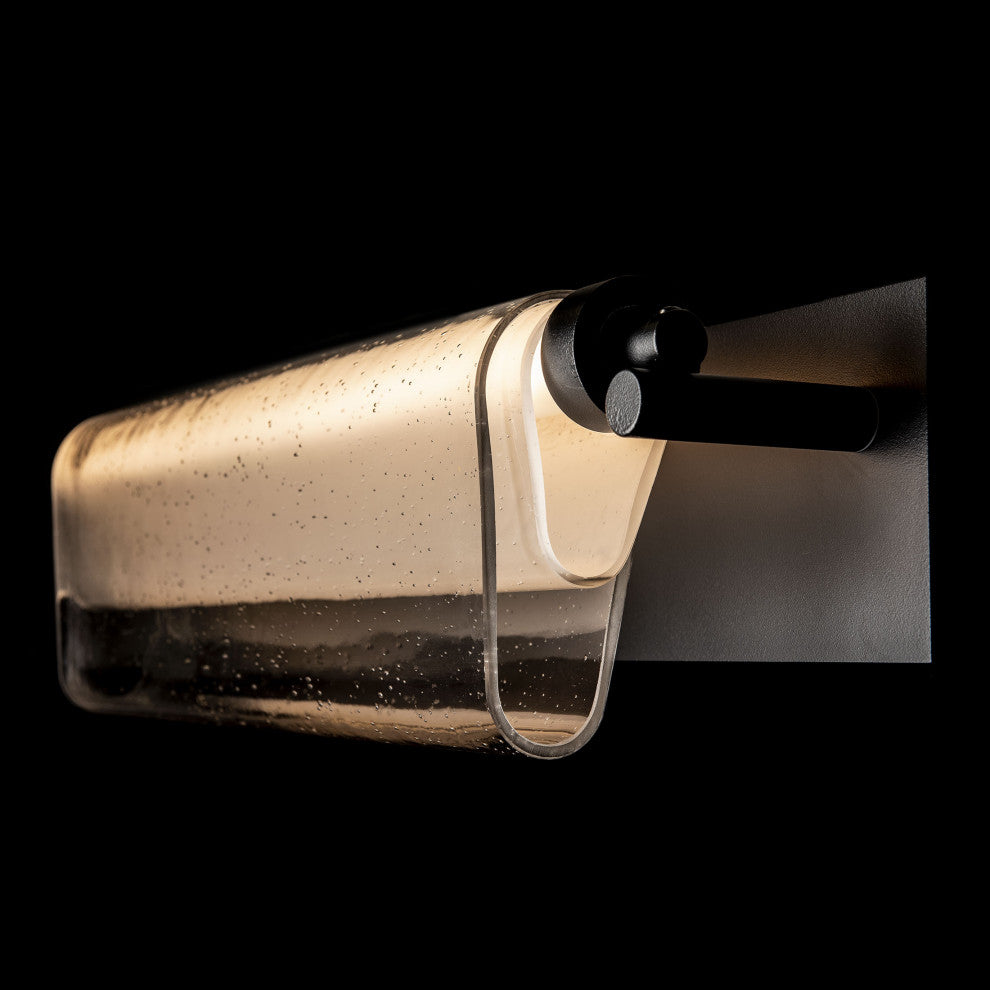 Draped Glass LED Bath Bar Black Seeded Glass With Opal Diffuser