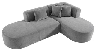 GDF Studio L-Shape Upholstered Chenille Corner Sectional Sofa with Pillows, Gray