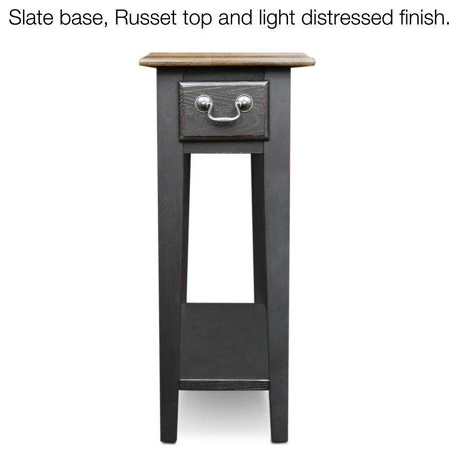 Leick Furniture Chairside Wood End Table in Slate Black Finish