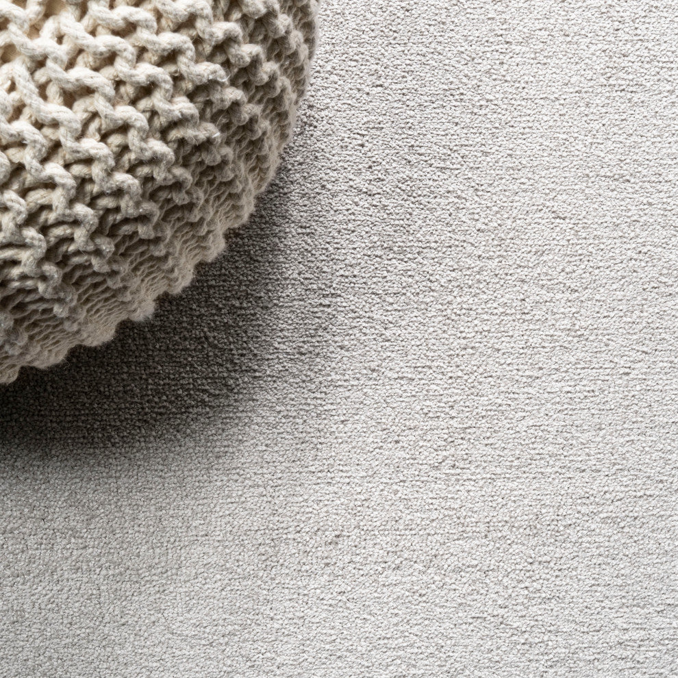 Haze Solid Low-Pile Runner Rug, Ivory, 5 X 8