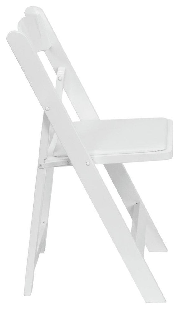 2 Pack White Wood Folding Chair with Vinyl Padded Seat