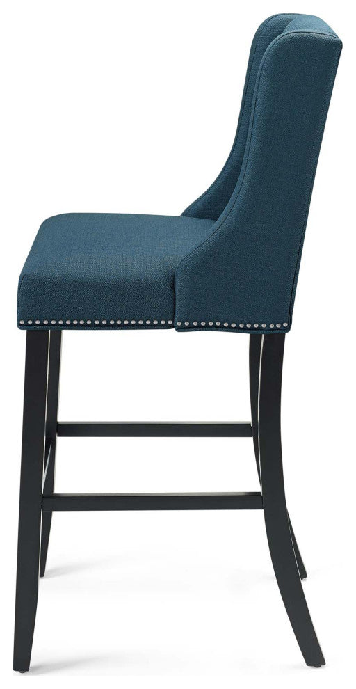 Bar Stool Chair Barstool, Fabric, Wood, Navy Blue, Modern, Bar Pub Restaurant