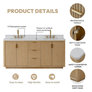Cadiz Bath Vanity, Composite Stone Top, Washed Ash Grey, 72", No Mirror