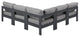 Nizuc Water Resistant Patio L-Shaped Modular Sectional, Gray, 5-Piece: 4 Armless Chair, 1 Corner Chair, Dark Gray Aluminum Frame