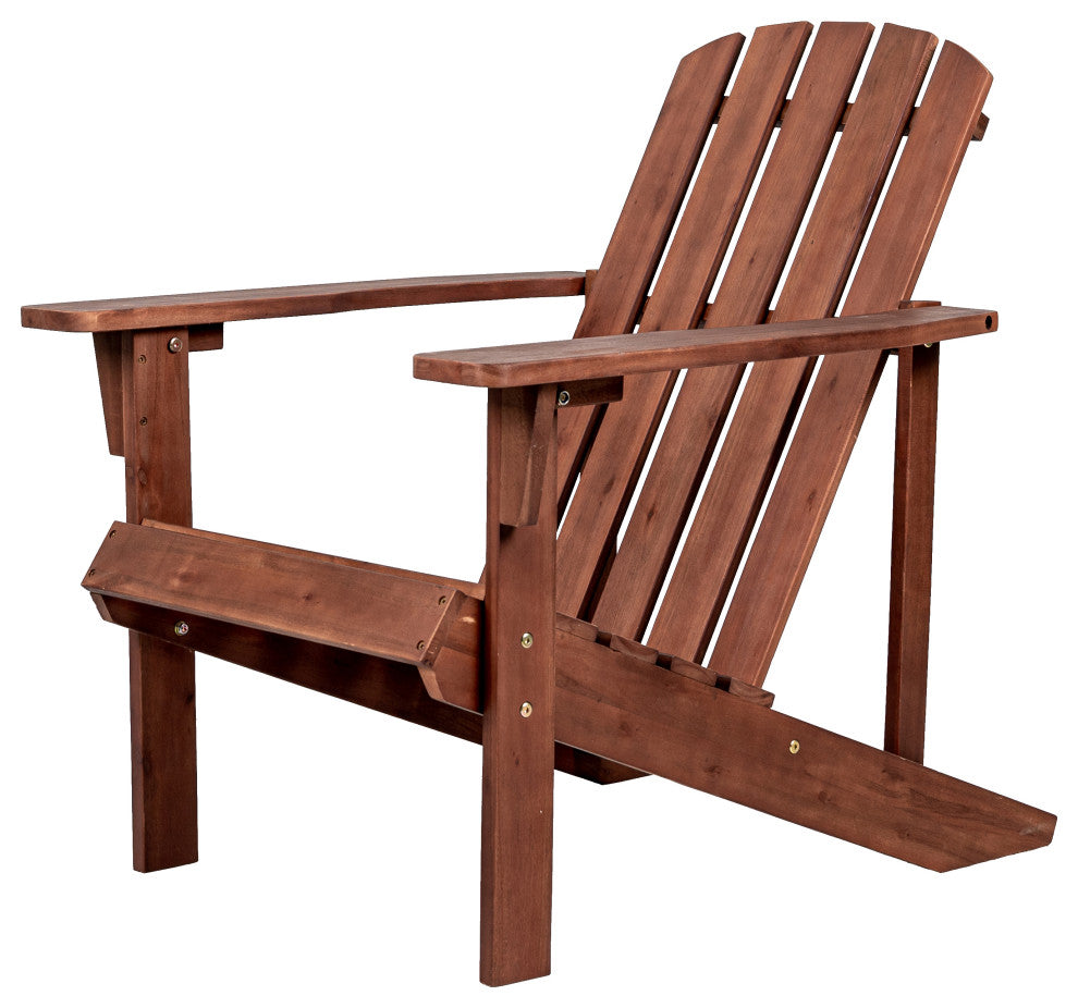 Westport Outdoor Patio Traditional Acacia Wood Adirondack Chair, Dark Brown