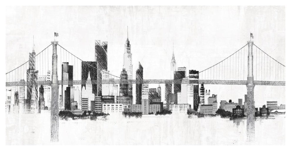 "Bridge and Skyline Silver" Digital Paper Print by Avery Tillmon, 74"x38"
