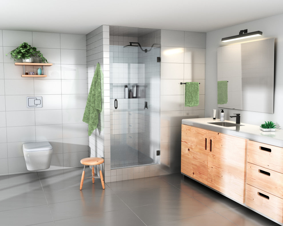 78"x30.375-30.75" Frameless Shower Door, Enduroshield Technology, Matte Black