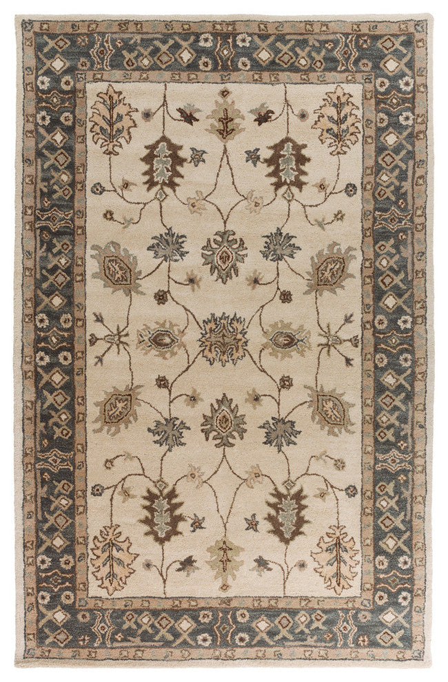 Middleton Traditional Khaki, Teal Area Rug, 2'x3'
