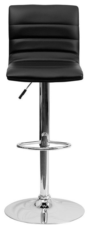 Estella Lois Mid-Back Black Vinyl Swivel Adjustable Barstool