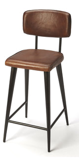 Saddle Leather Rectangular 26" Counter Stool, Dark Brown
