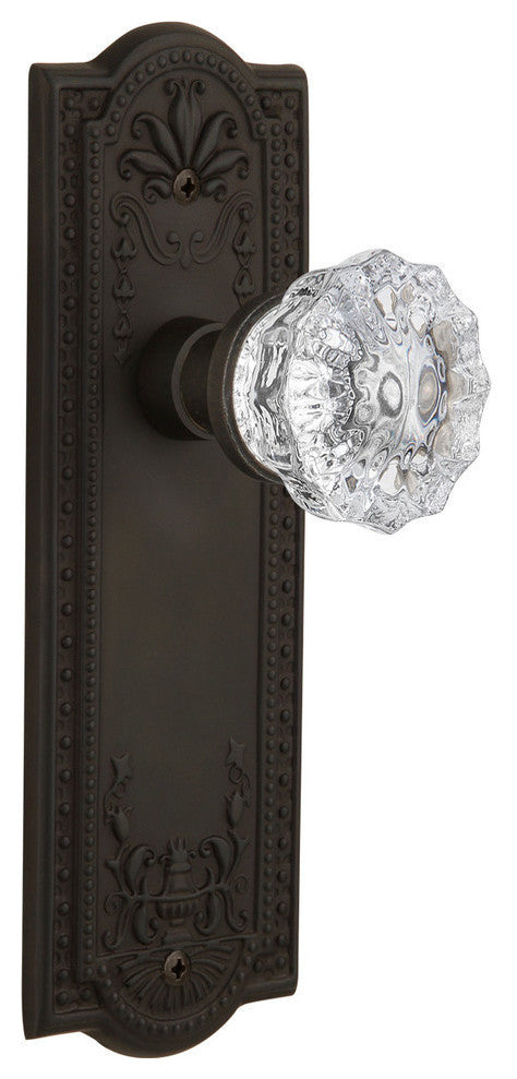 Single Meadows Plate With Crystal Knob, Oil-Rubbed Bronze, Oil Rubbed Bronze, Si