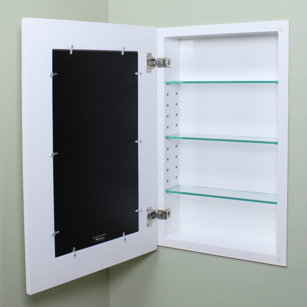 Shaker Style Recessed Medicine Cabinet, White Beadboard, 14"x24"
