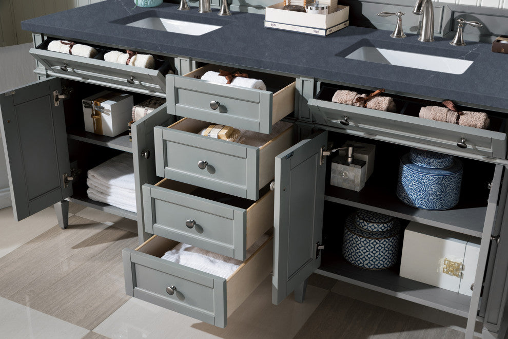 Brittany 72" Urban Gray Double Vanity, Charcoal Soapstone Quartz