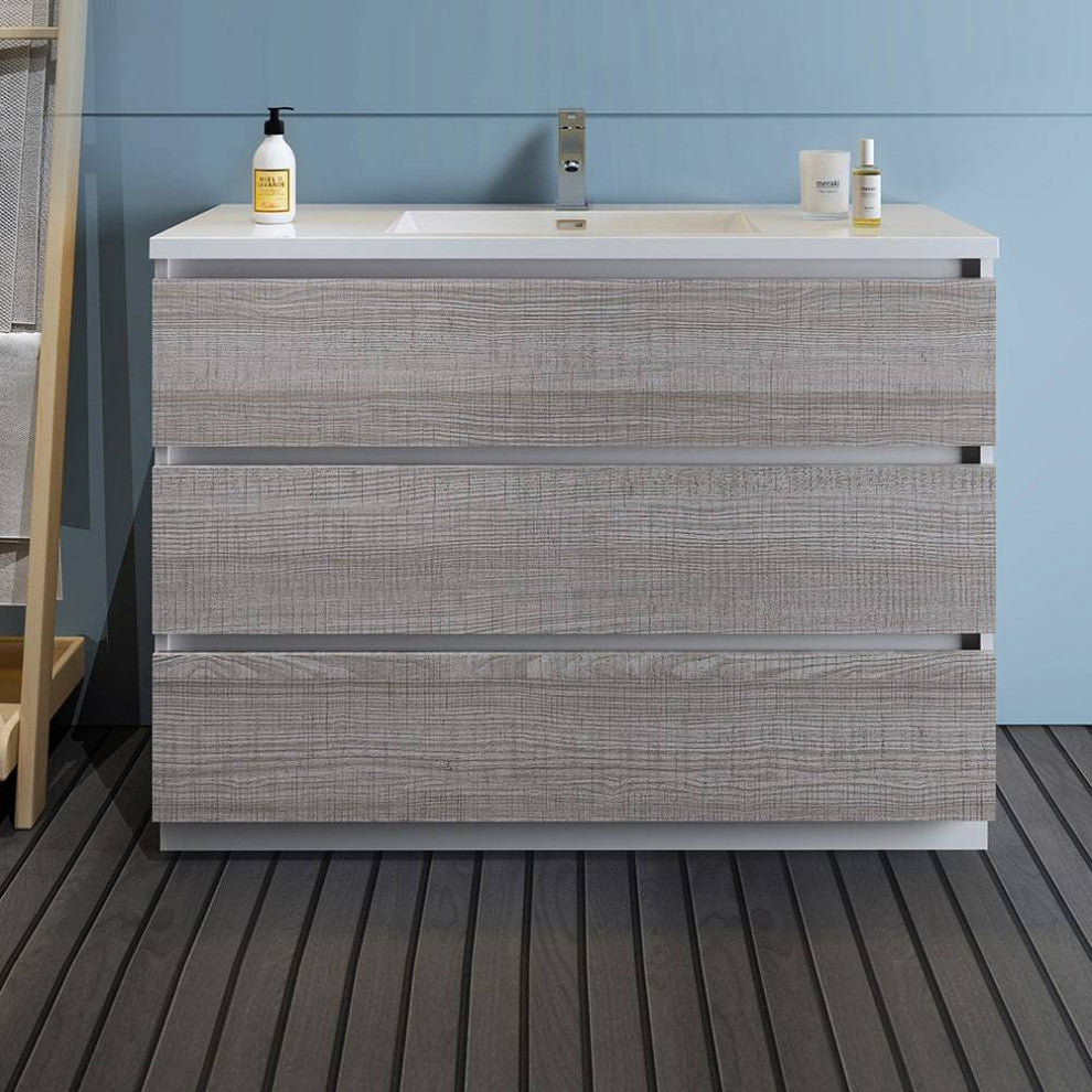 Fresca FCB9348HA-I Lazzaro 48" Glossy Ash Gray Freestanding Cabinet With Sink