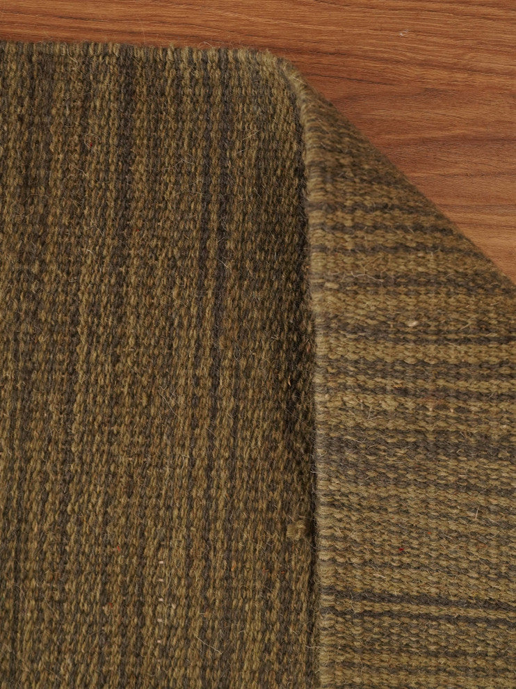 Hand Woven Flat Weave Kilim Wool Runner Area Rug Solid Olive D00111, Olive, [Square] 8'x8'