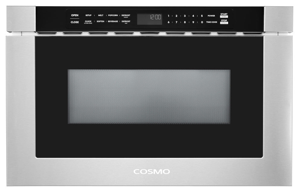 Cosmo 24" 1.2 Cubic Ft Built-in Microwave Drawer, Stainless Steel