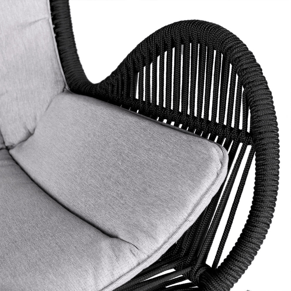 Fanny Outdoor Patio Rocking Chair, Dark Eucalyptus Wood And Truffle Rope, Light Eucalyptus