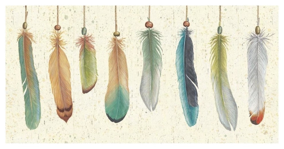 "Feather Tales VIII" Digital Paper Print by Daphne Brissonnet, 74"x38"
