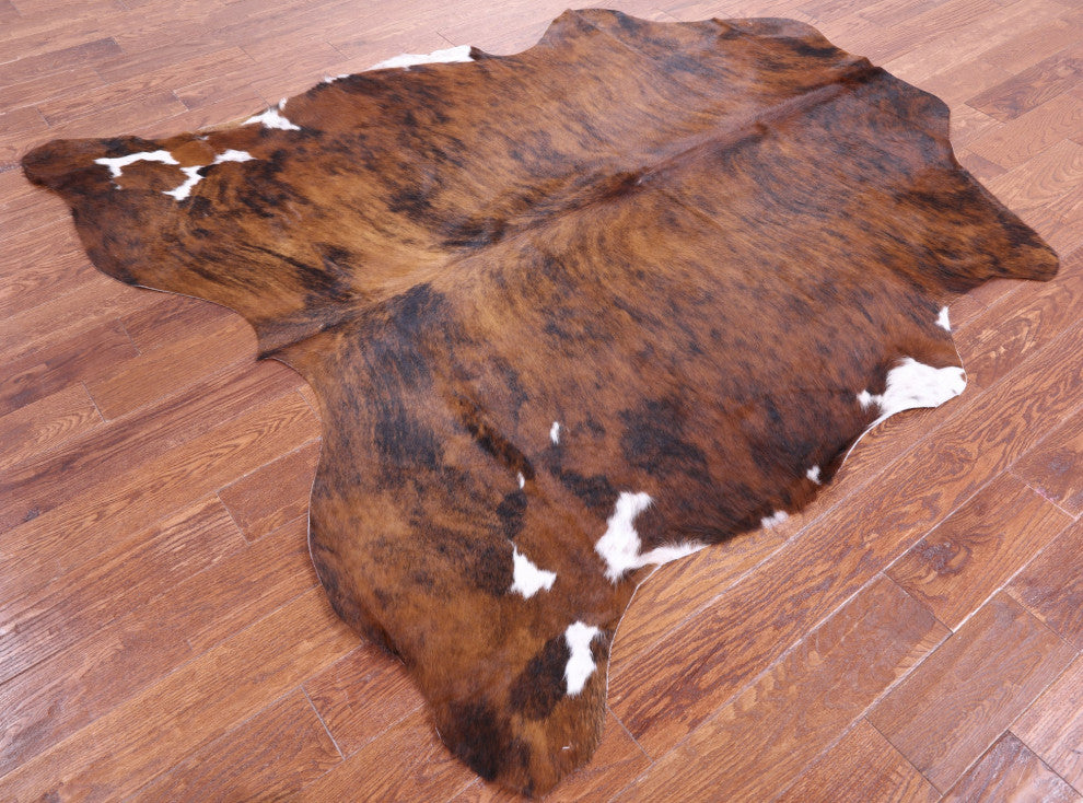 6' 9" X 6' 4" Brindle Natural Cowhide Rug C1970