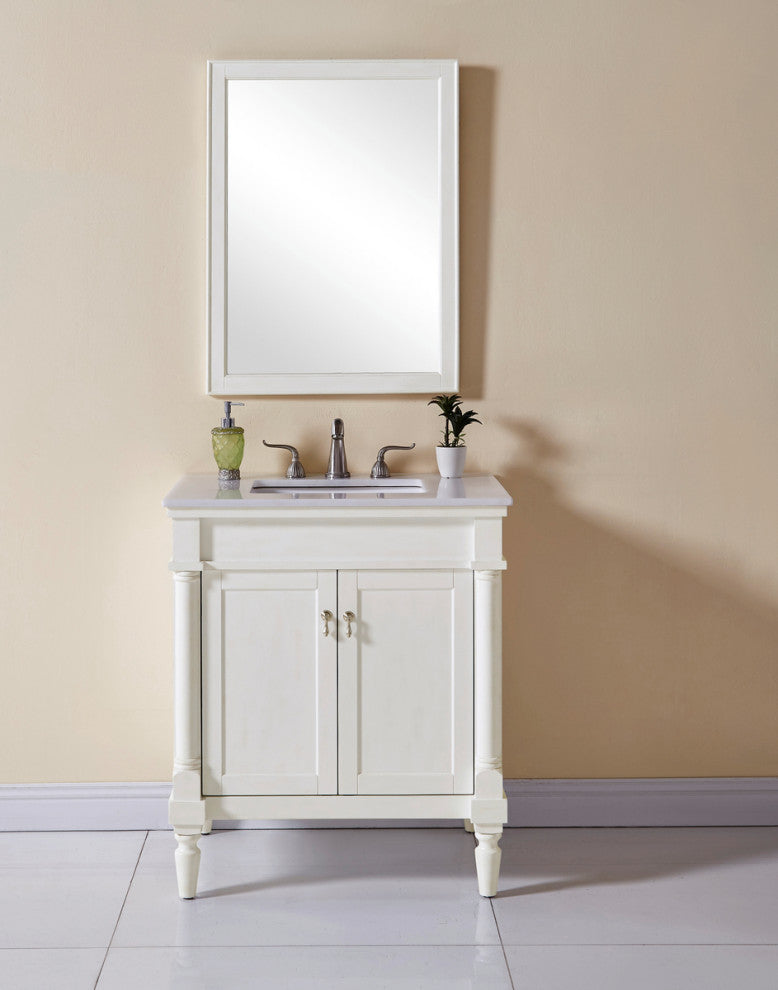 Lewis 30" Single Bathroom Vanity Set, Antique White