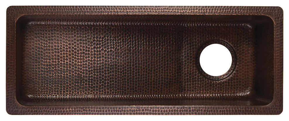 28" Rectangle Hammered Copper Slanted Bar Sink