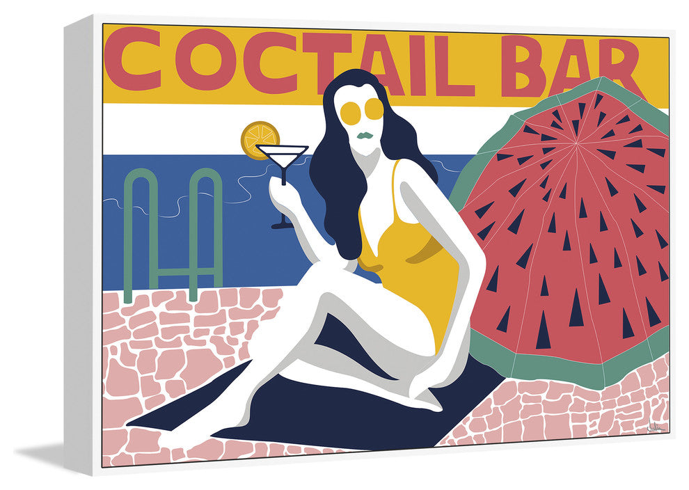 "Cocktail Bar" Floater Framed Painting Print on Canvas, 18"x12"