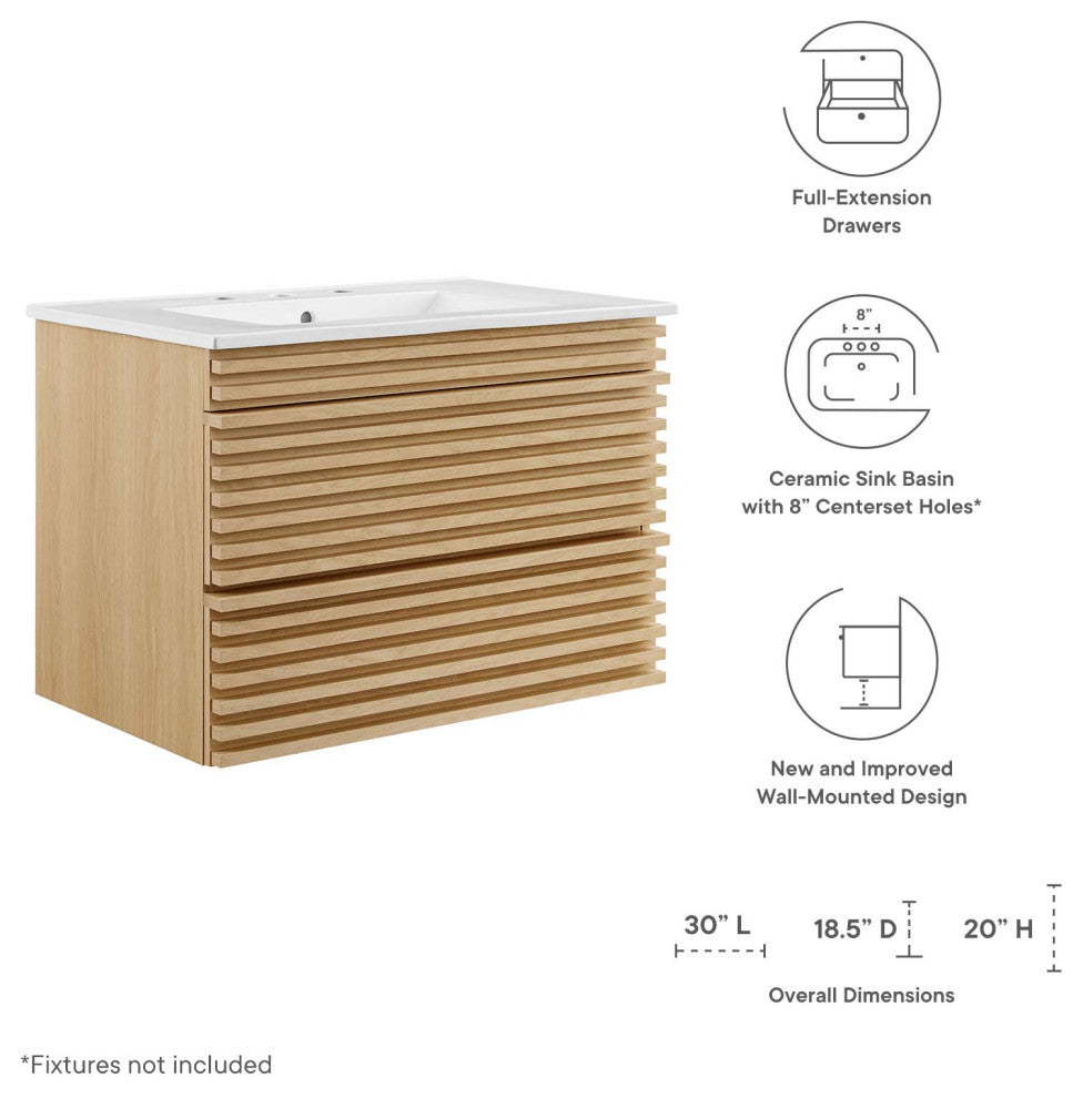 Render 30" Wall-Mount Bathroom Vanity