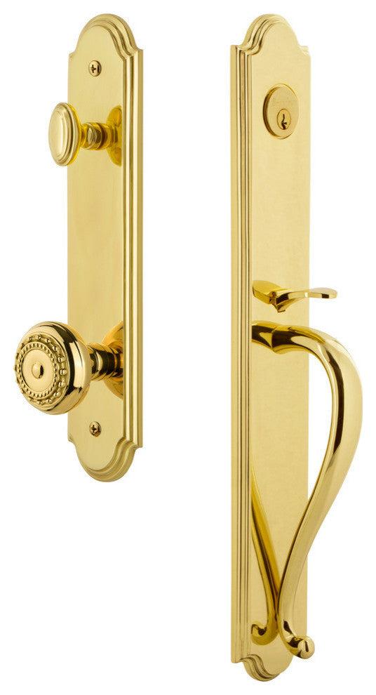 Arc 1-Piece Dummy Handleset, S Grip and Parthenon Knob, Lifetime Brass, 848673