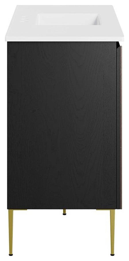 Modway Alchemist 48" Single Sink Modern Wood Bathroom Vanity in White and Black