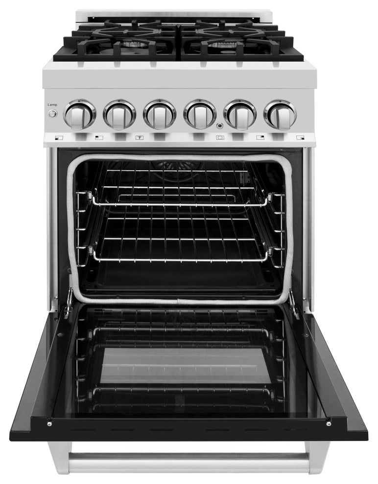 ZLINE 24 In. Professional Dual Fuel Range With Black Matte Door, RA-BLM-24