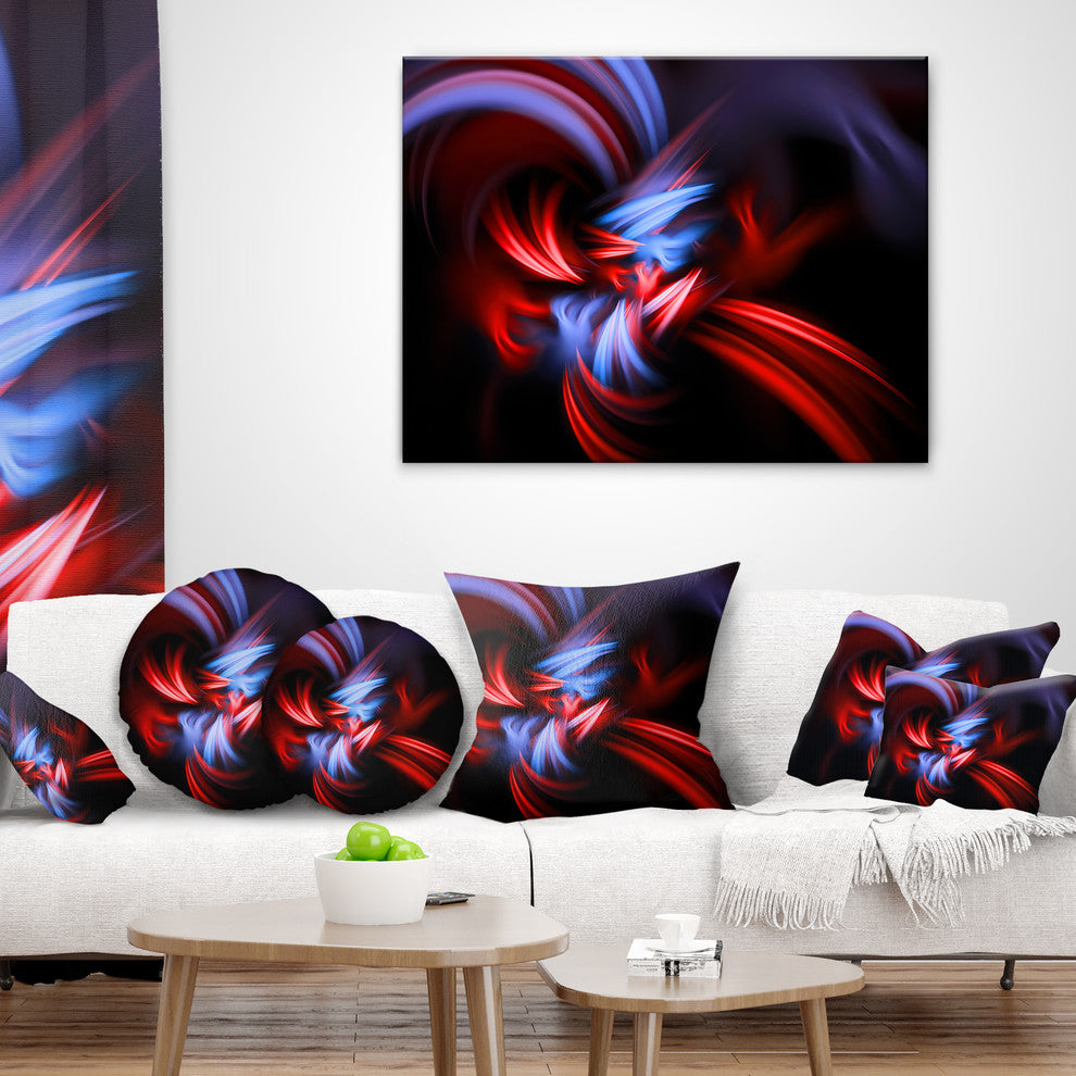 Fractal Red Connected Stripes Contemporary Throw Pillow, 18"x18"