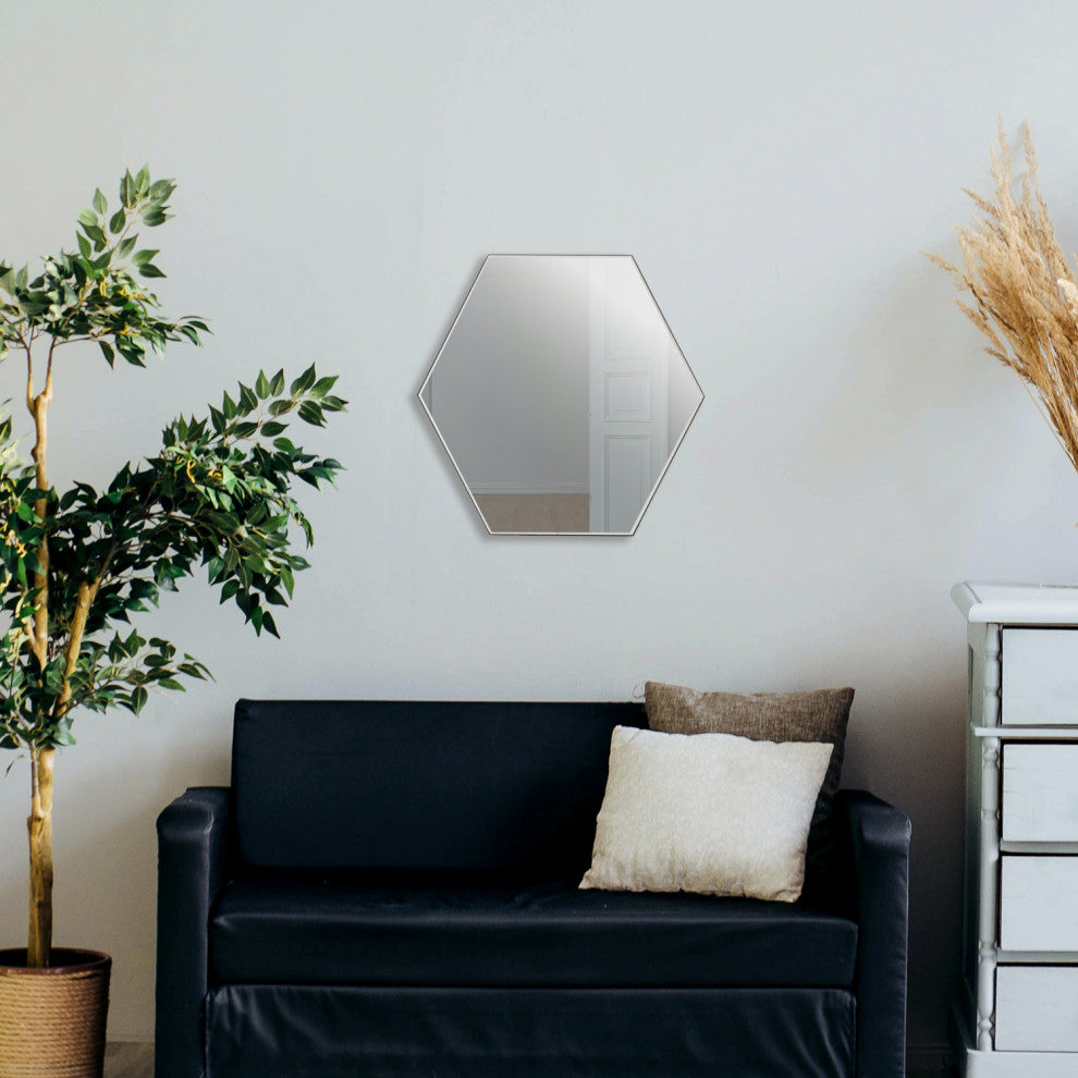 24"x28" Hexagon Frameless Wall Mirror