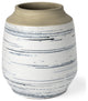 10" Blue White and Sand Coastal Ceramic Vase