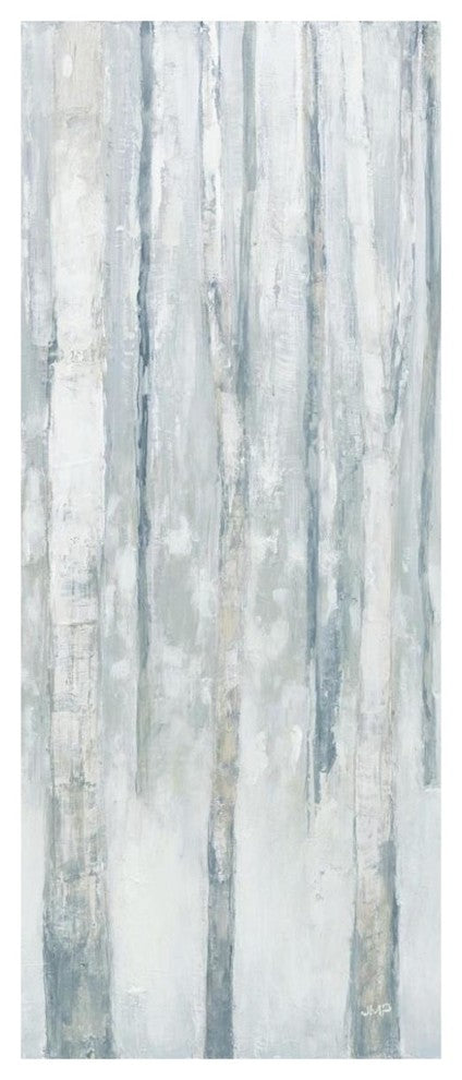"Birches in Winter Blue Gray Panel III" Print by Julia Purinton, 32"x77"