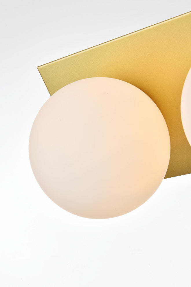 2 Light Brass And Frosted White Bath Sconce