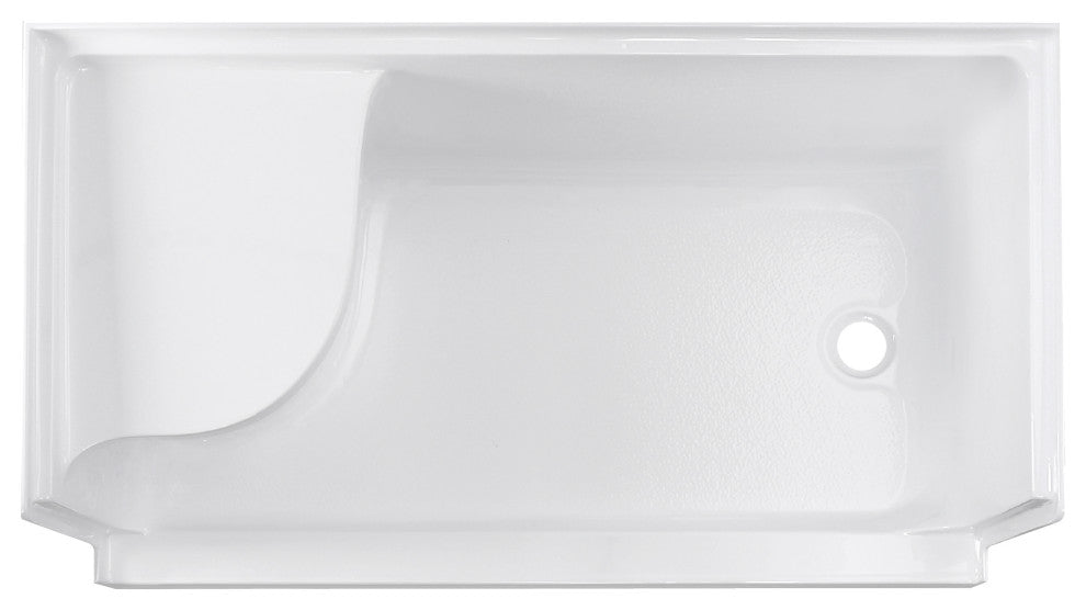 Aquatique 60"x32" Single Threshold Shower Base, White