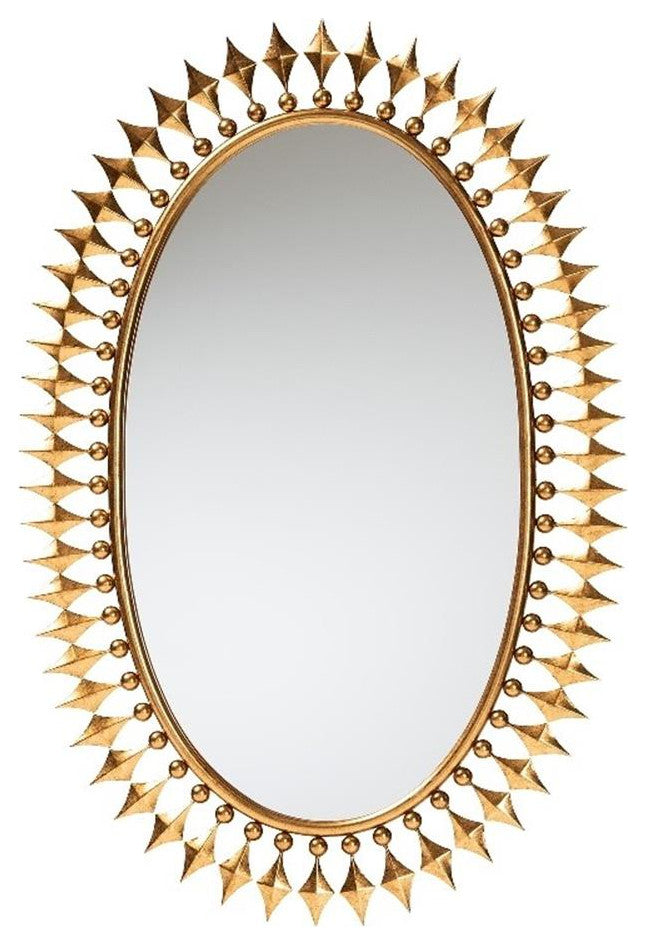 Rogier Modern Glam and Luxe Antique Goldleaf Metal Accent Wall Mirror